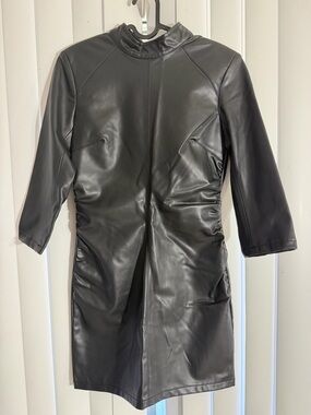 Zara Black Faux Leather Dress